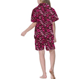 Lips Pattern Print Design 03 Kids' Boys' Girls' V-Neck Short Pajama Set