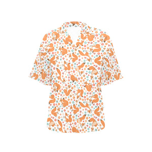 Squirrel Pattern Print Design 05 Women's All Over Print Hawaiian Shirt