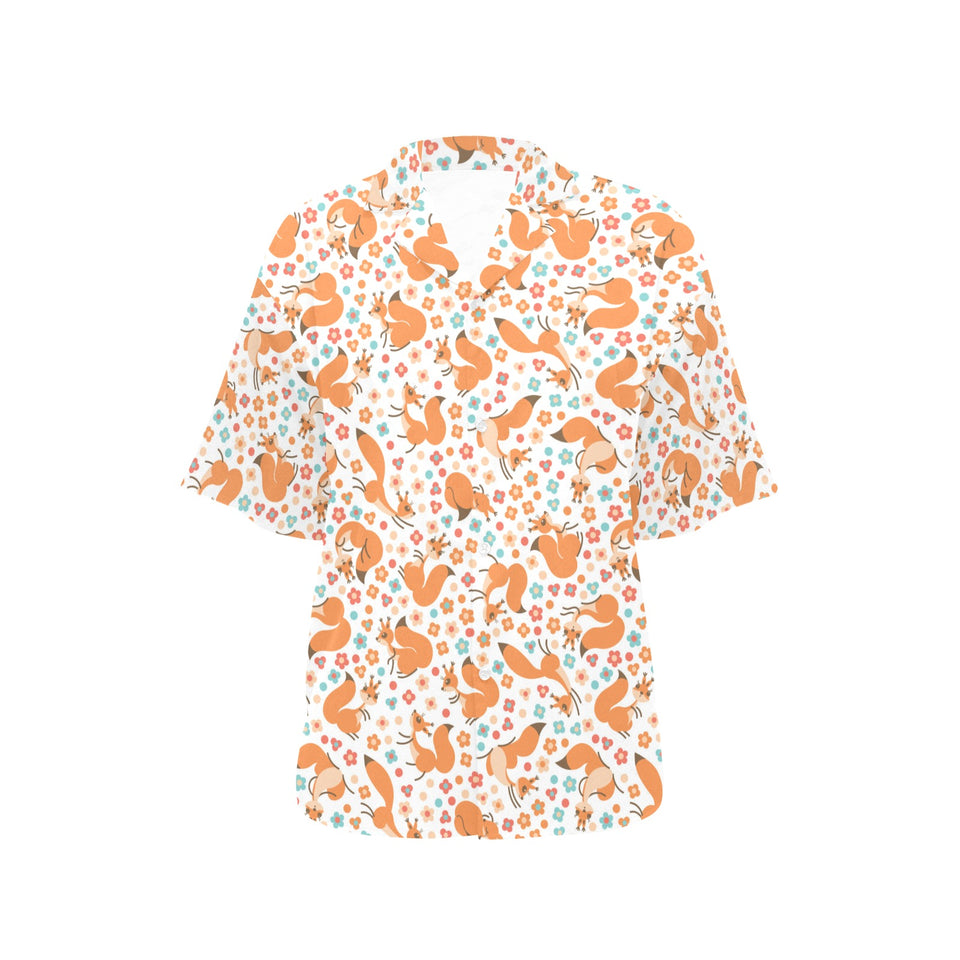 Squirrel Pattern Print Design 05 Women's All Over Print Hawaiian Shirt