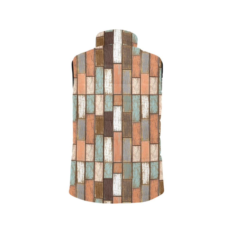 Wood Printed Pattern Print Design 02 Women's Padded Vest
