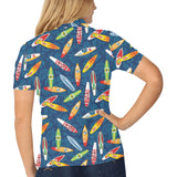 Surfboard Pattern Print Design 01 Women's All Over Print Polo Shirt