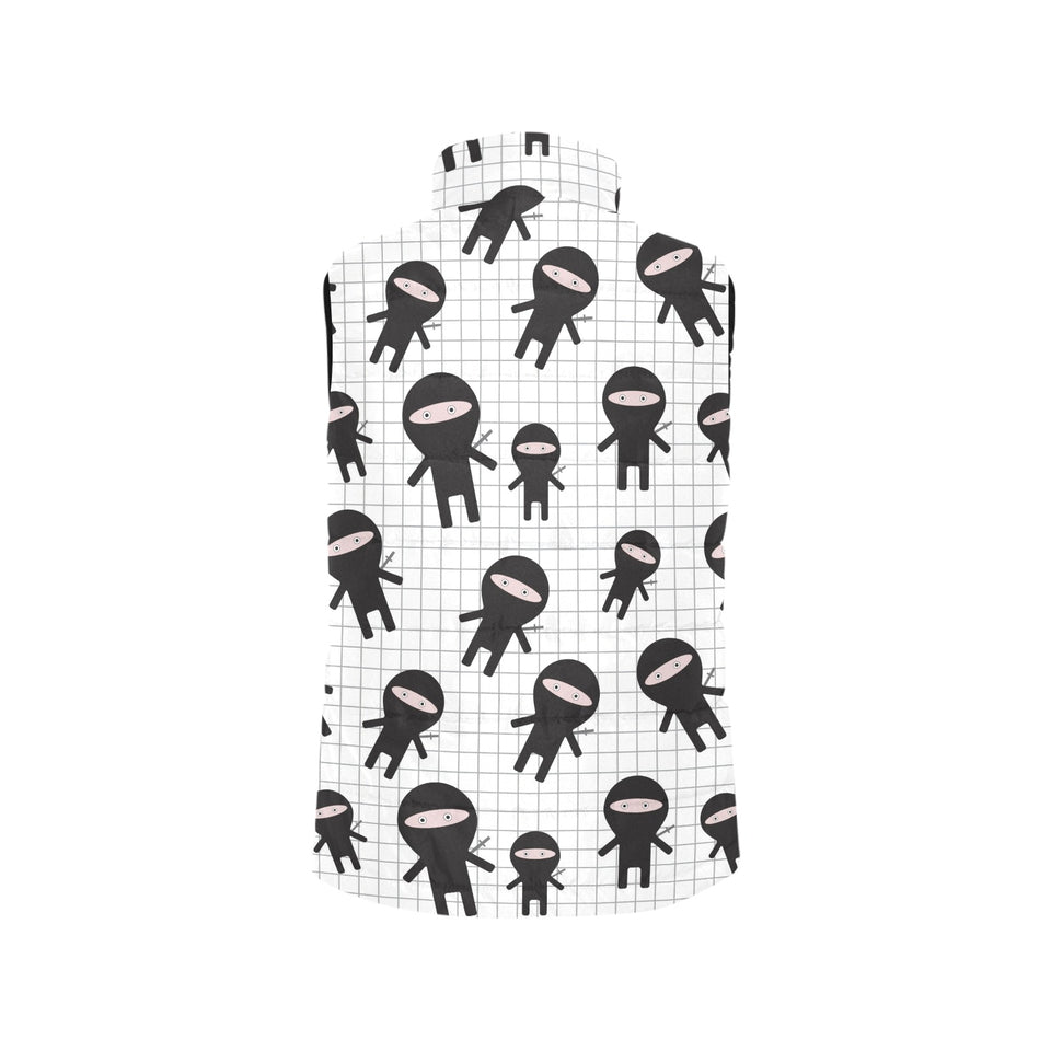 Ninja pattern plaid background Women's Padded Vest