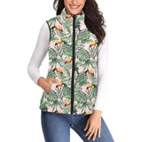 Toucan tropical green jungle palm pattern Women's Padded Vest
