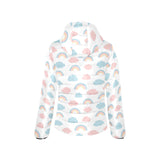 cute raccoons leaves pattern Women's Padded Hooded Jacket