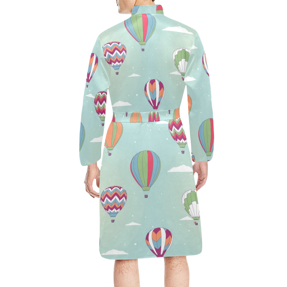 Hot Air Balloon design Pattern Men's Long Sleeve Belted Night Robe