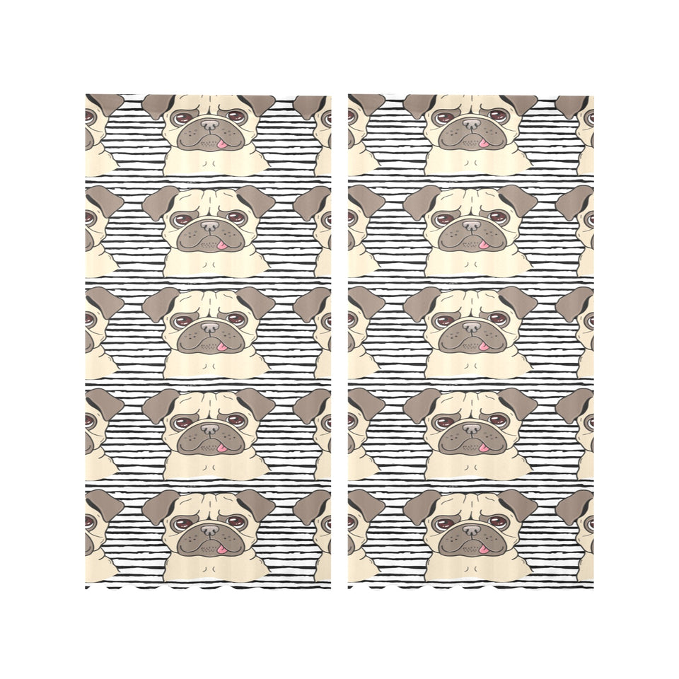 Happy pug pattern Gauze Curtain