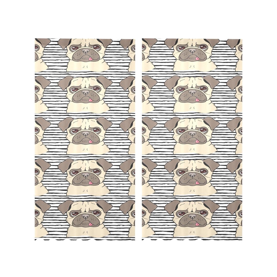 Happy pug pattern Gauze Curtain