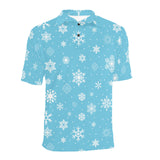 Snowflake pattern blue background Men's All Over Print Polo Shirt