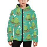 Cute frog dragonfly design pattern Kids' Boys' Girls' Padded Hooded Jacket
