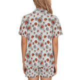 Ladybug Pattern Print Design 05 Women's V-Neck Short Pajama Set