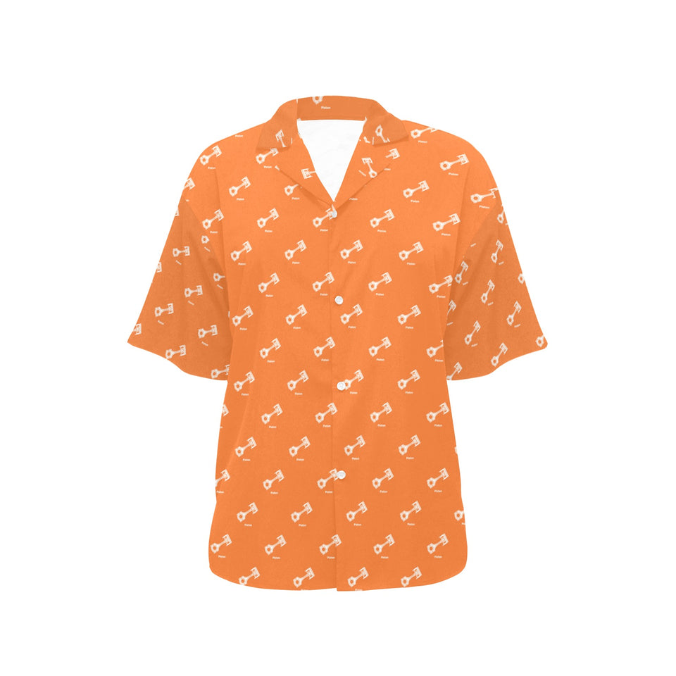 Engine Piston Orange Background Pattern Design 05 Women's All Over Print Hawaiian Shirt