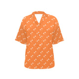 Engine Piston Orange Background Pattern Design 05 Women's All Over Print Hawaiian Shirt