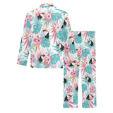 Toucan tropical flower leave pattern Men's Long Pajama Set