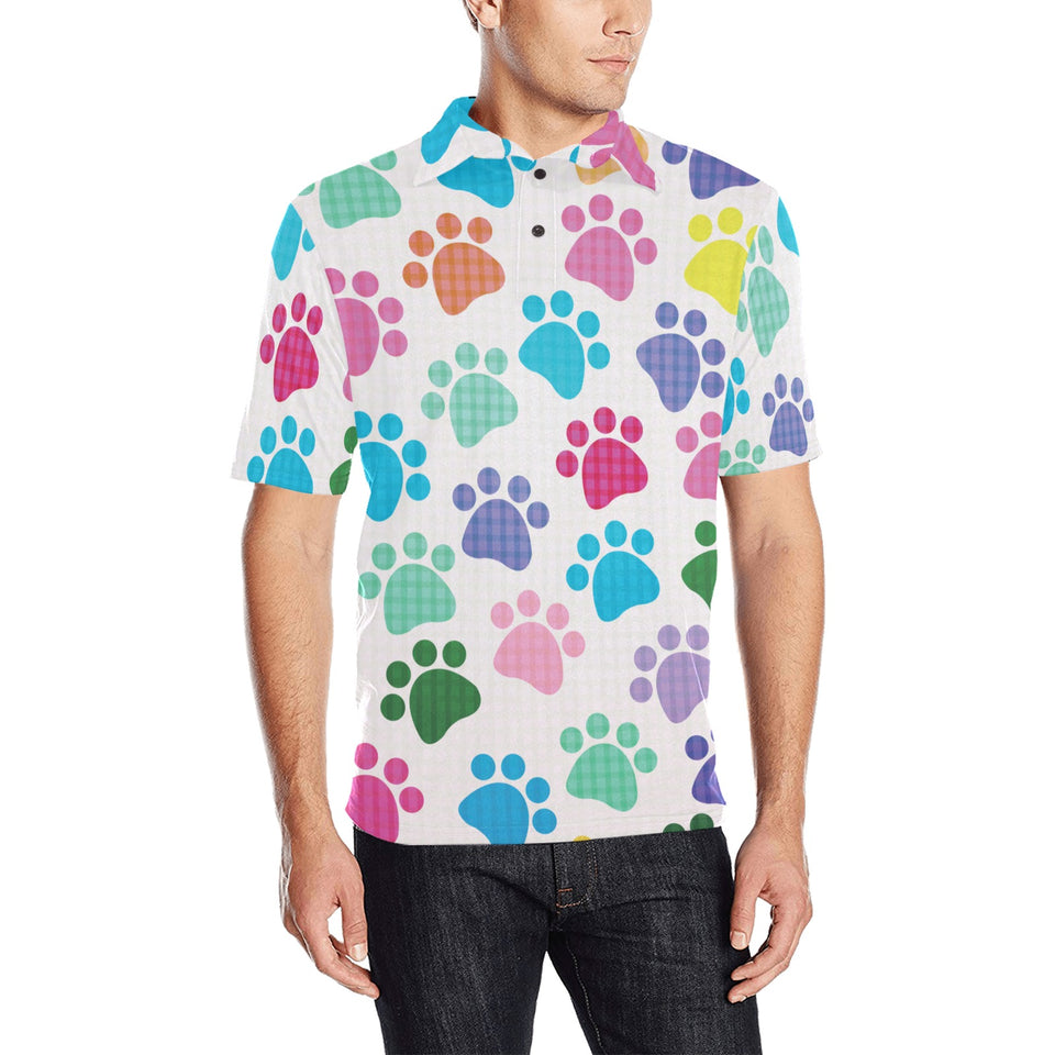 Dog Paws Pattern Print Design 01 Men's All Over Print Polo Shirt