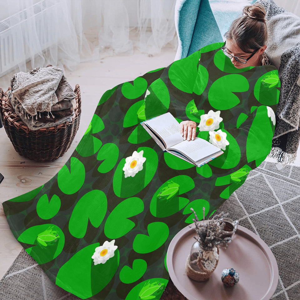 Frog waterlily pattern Blanket Robe with Sleeves