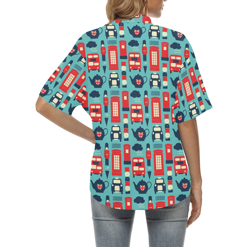 British Pattern Print Design 04 Women's All Over Print Hawaiian Shirt