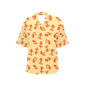 Goldfish Pattern Print Design 02 Women's All Over Print Hawaiian Shirt