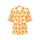 Goldfish Pattern Print Design 02 Women's All Over Print Hawaiian Shirt