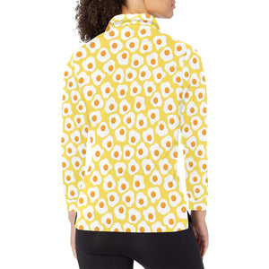 Fried Eggs Pattern Print Design 05 Women's Long Sleeve Polo Shirt