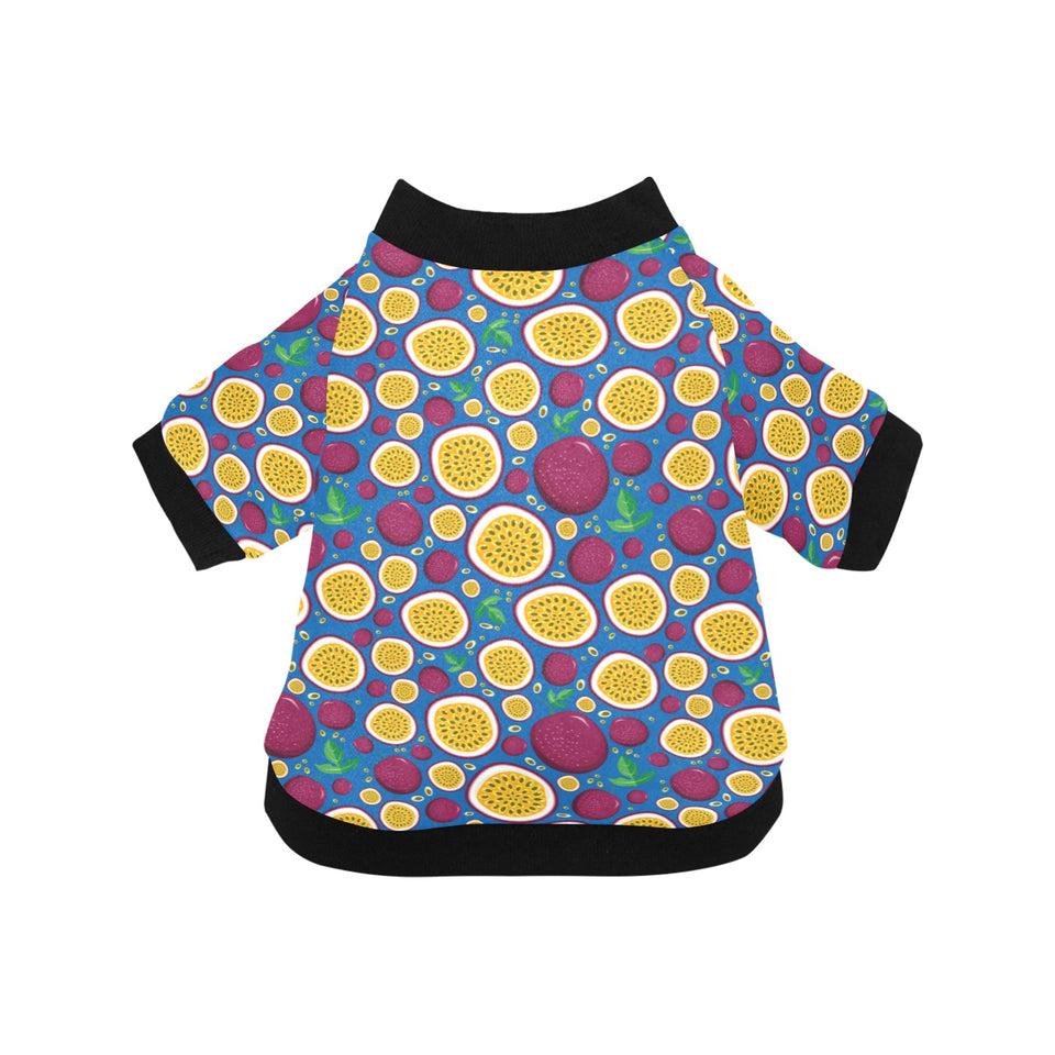 Passion fruit blue background All Over Print Pet Dog Round Neck Fuzzy Shirt