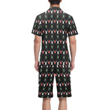 Deer Christmas new year pattern argyle Men's V-Neck Short Pajama Set