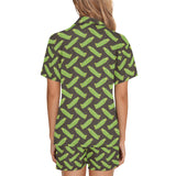 Green Peas Pattern Print Design 05 Women's V-Neck Short Pajama Set