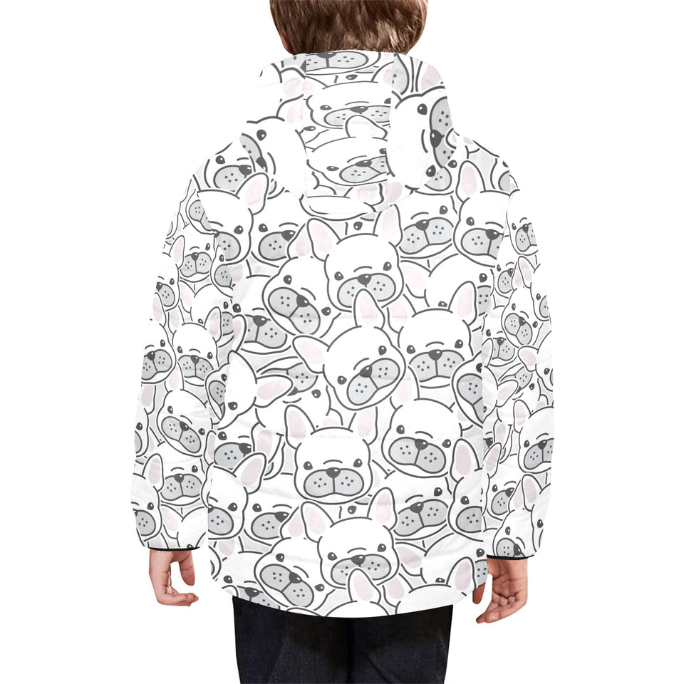 Cute french bulldog head pattern Kids' Boys' Girls' Padded Hooded Jacket
