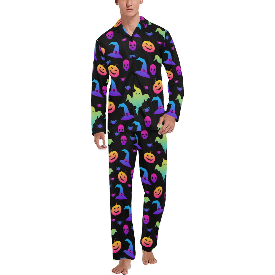 Colorful halloween background Men's Long Pajama Set