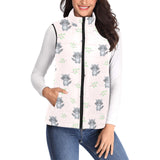 cute raccoons leaves pattern Women's Padded Vest