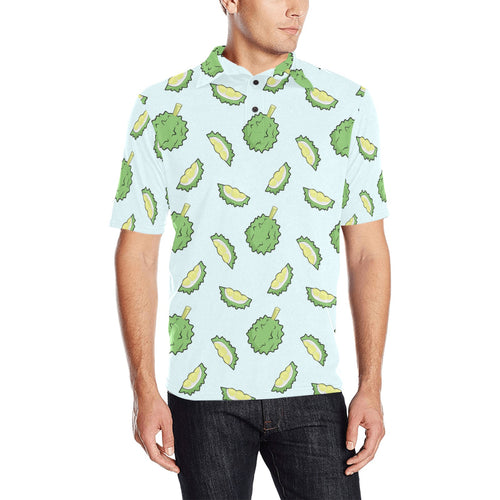 Durian pattern blue background Men's All Over Print Polo Shirt