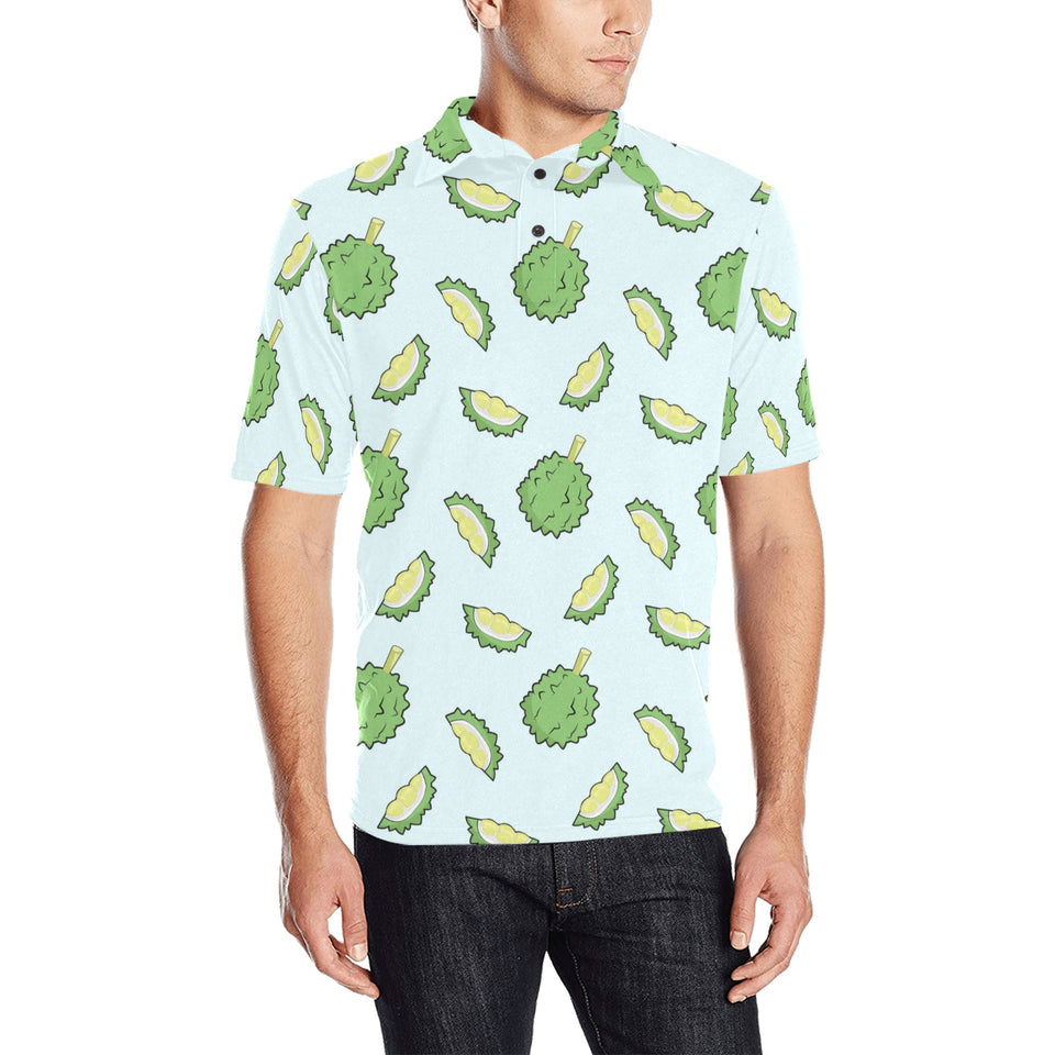 Durian pattern blue background Men's All Over Print Polo Shirt