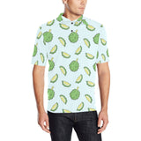 Durian pattern blue background Men's All Over Print Polo Shirt