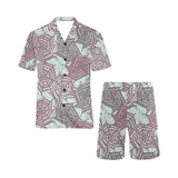 Spider web cobweb design color pattern Men's V-Neck Short Pajama Set