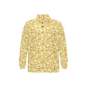 Popcorn Pattern Print Design 04 Men's Long Sleeve Polo Shirt
