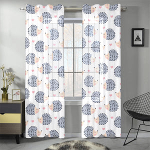 Hedgehog Pattern Print Design 04 Gauze Curtain