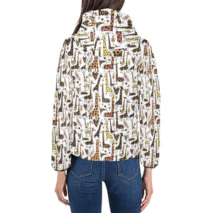 Giraffe Pattern Print Design 05 Women's Padded Hooded Jacket