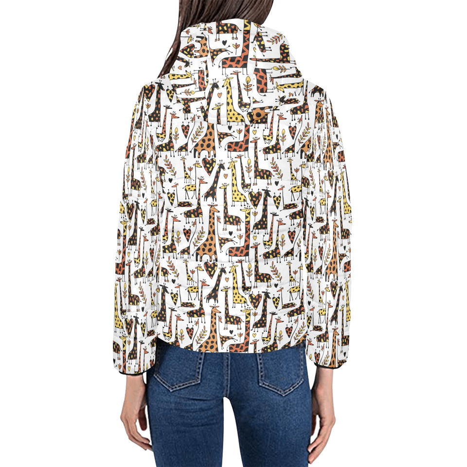Giraffe Pattern Print Design 05 Women's Padded Hooded Jacket