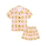 Cute shiba inu dog pattern Kids' Boys' Girls' V-Neck Short Pajama Set