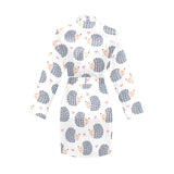 Hedgehog Pattern Print Design 04 Women's Long Sleeve Belted Night Robe