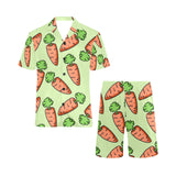 Carrot Pattern Print Design 05 Men's V-Neck Short Pajama Set