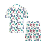 Tea pots Pattern Print Design 05 Men's V-Neck Short Pajama Set