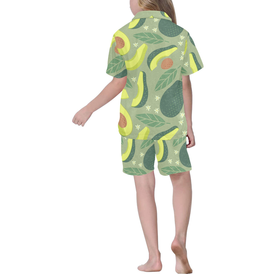 Avocado pattern Kids' Boys' Girls' V-Neck Short Pajama Set