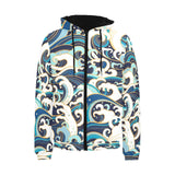 Japanese wave pattern Men's Padded Hooded Jacket