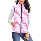 Pink flamingo flower pattern Women's Padded Vest