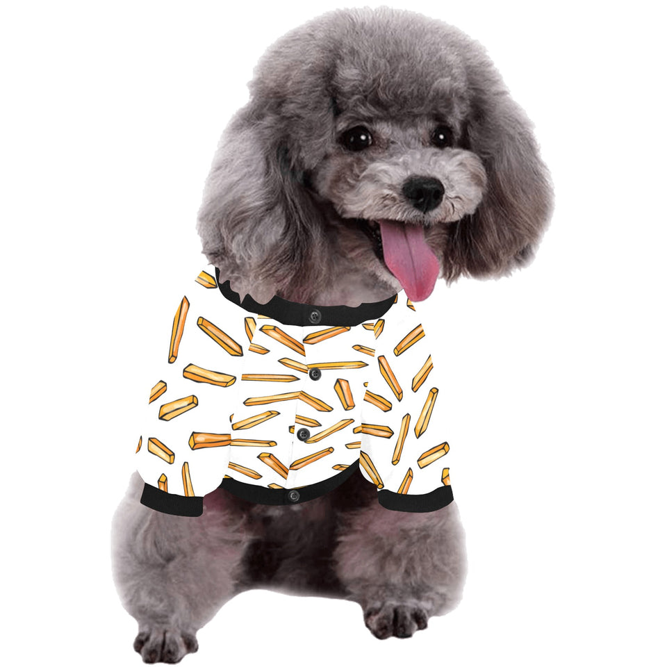French fries potato pattern All Over Print Pet Dog Round Neck Fuzzy Shirt