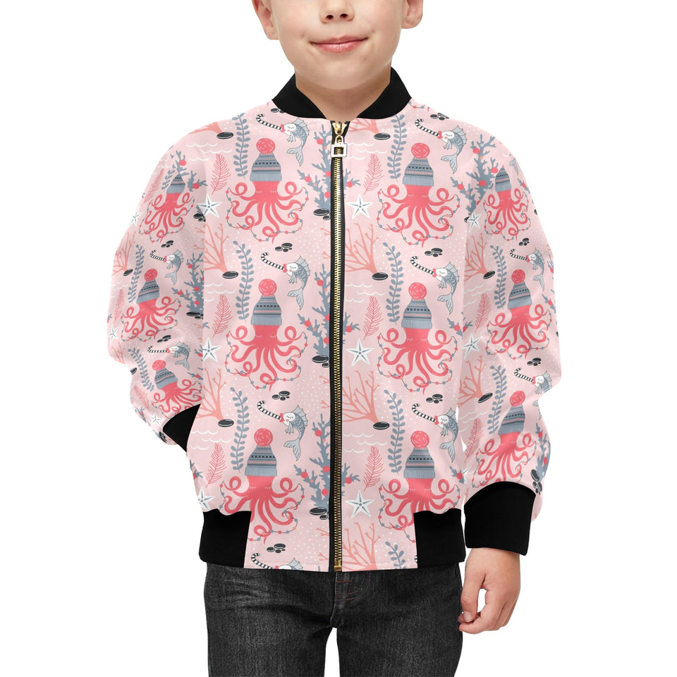 Octopus winter hat garland Fish candy Seaweed Cora Kids' Boys' Girls' Bomber Jacket