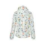 apples leaves pattern Women's Padded Hooded Jacket