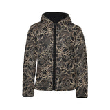 luxurious gold lotus waterlily black background Kids' Boys' Girls' Padded Hooded Jacket