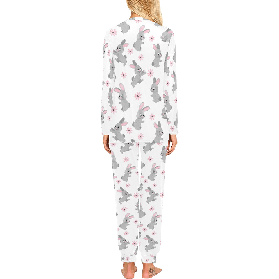 Watercolor cute rabbit pattern Women's All Over Print Pajama Set