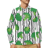 Cool Broccoli pattern Men's Long Sleeve Polo Shirt